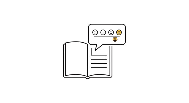 Book with social media icons.