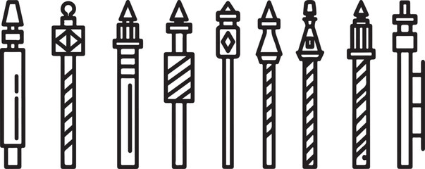 A collection of nine distinct black and white chess pieces on a plain background Vector © Sazid