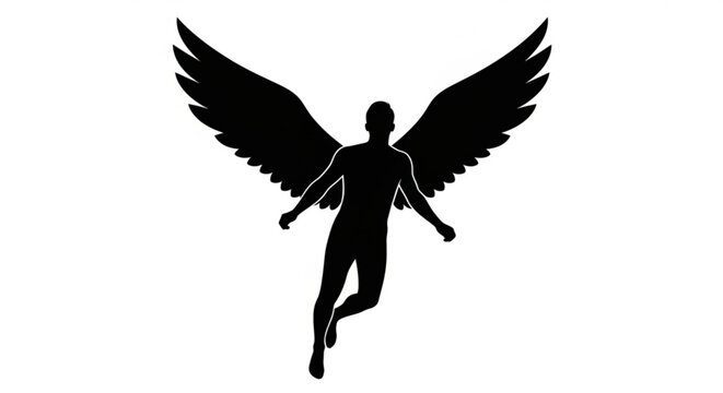 Ascending Winged Human Silhouette