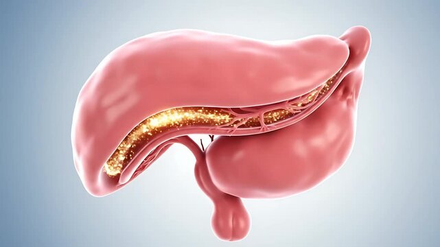 Anatomy of human liver organ.