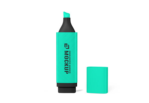 Mockup of Stationery Highlighter Marker Pen with Cap