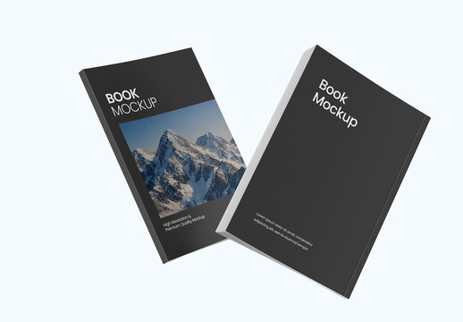 Front and Back View Hardcover Book Mockup