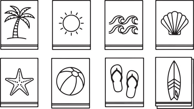 Collection of basic outline icons representing daily activities and objects Vector