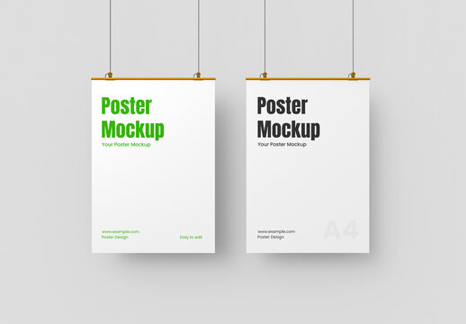 Two Hanging Poster Mockup