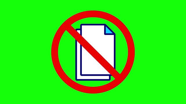 Animated No plagiarism- Restriction Icon Symbol on Green Background. Animation 4K Video