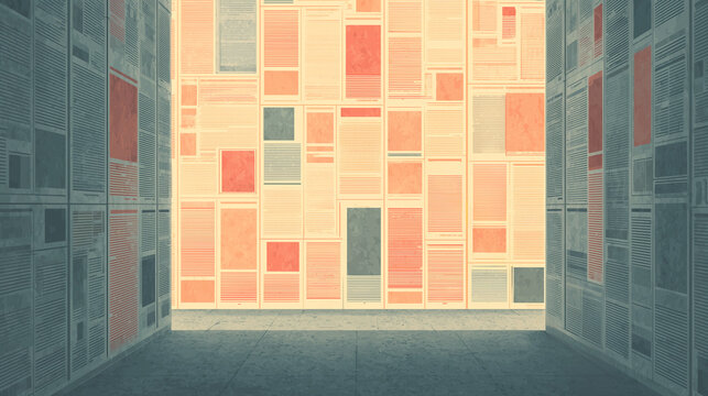 
Room Filled With Newspaper Pages Wall Global Media Information Concept Background