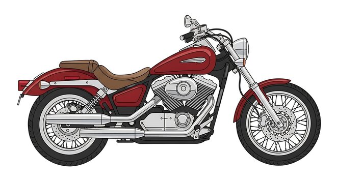 Red motorcycle with chrome details.