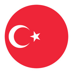Obraz premium Round flag of Turkey icon isolated on white background.
