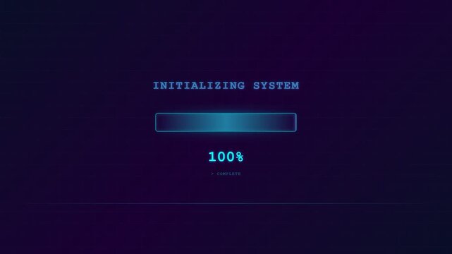 System Initializing Futuristic Digital Progress Bar Loading Interface Screen