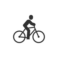 Naklejka premium Cyclist riding bicycle icon. Outdoor cycling sport and active lifestyle concept. Monochrome black and white symbol