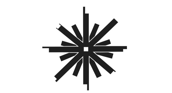 Black Starburst Shape Design Element.