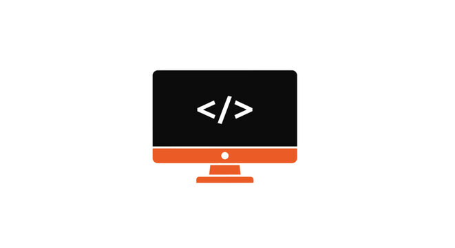 Computer Screen with Code Symbol.