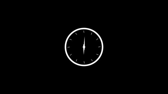 Animated black clock icon featuring rotating arrows in a 12-hour cycle, stopwatch Animation.