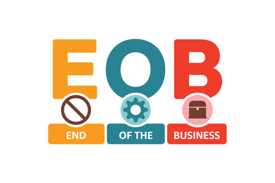 Colorful End of Business Graphic Design with Icons and Text