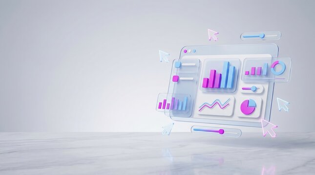 Enterprise interactive embedded analytics infrastructure with 3D server racks and glowing connection nodes