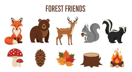 Forest animals and nature elements icons. © Faisal