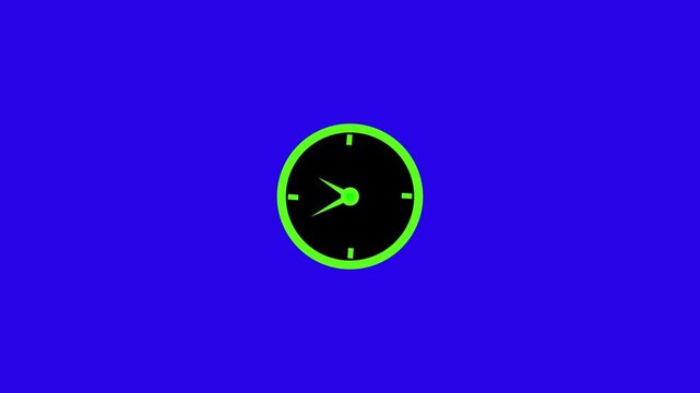 Reverse clock animation showing time running backward on white background