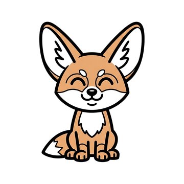 Cute cartoon fox smiling face.
