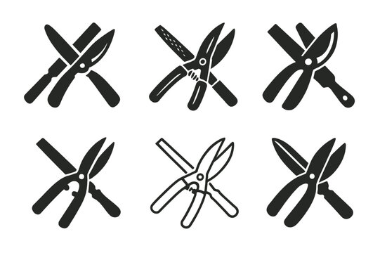 Sharpening Tools Icons. Sharpening gardening tools. Icon set. Set Logo of sharpening gardening tools: hand file and shears. harmonious logo variations of the