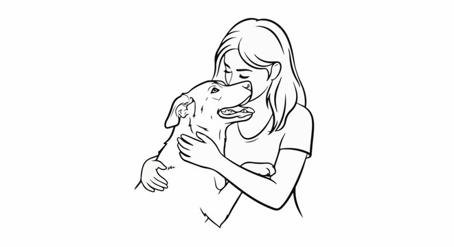 Woman hugging her dog