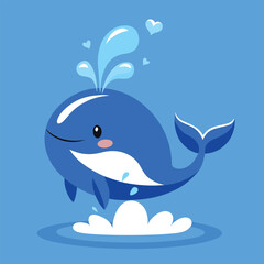 Naklejka premium Friendly Whale Silhouette Creating a Heart Splashing Water Effect Vector Illustration for Nautical Decor