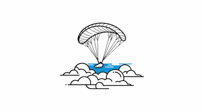 A person paragliding over a blue sea and clouds
