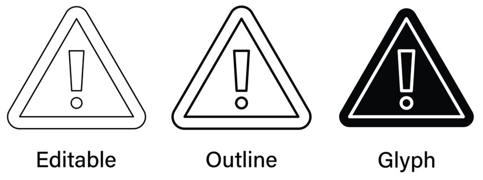 Hazard warning icon set. Vector illustration.
