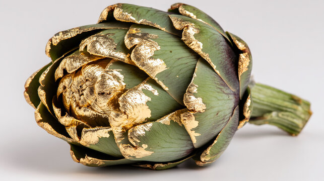 An artichoke with gold leaf decoration