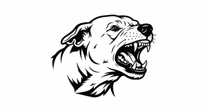 Ferocious dog head bared teeth snarling aggressive attack vector illustration