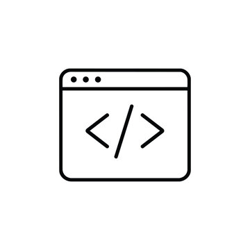 Web developer profession icon black and white vector coding browser window web developer profession illustration