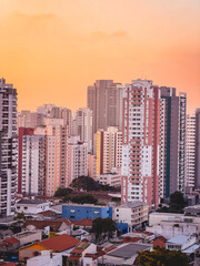 Obraz premium Sunset at the skyline of Sao Paulo. Tatuape, SP Brazil.