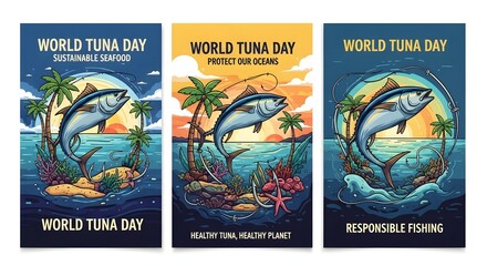 Naklejka premium Promoting sustainable fishing and ocean conservation on world tuna day