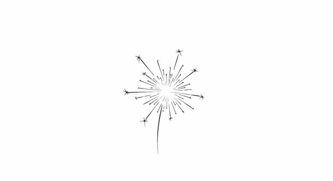 A black and white sketch of a sparkler with a stem