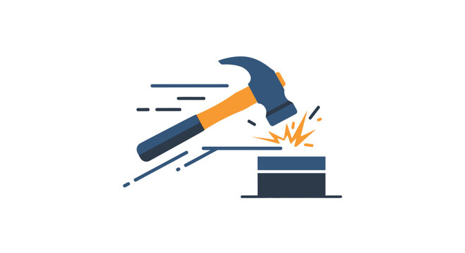 Hammer striking an anvil strongly.