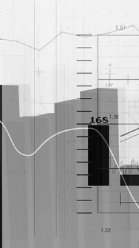 Vertical video: Live data updating dark column rising then falling while trend line showing shift