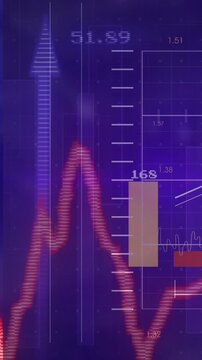 Vertical video: Arrow appearing, tan bar updating value as jagged line waving, showing finance data