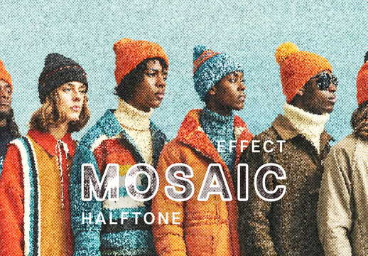 Mosaic Halftone Photo Effect Mockup