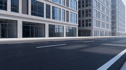 Obraz premium Modern Urban Office Buildings with Empty Street