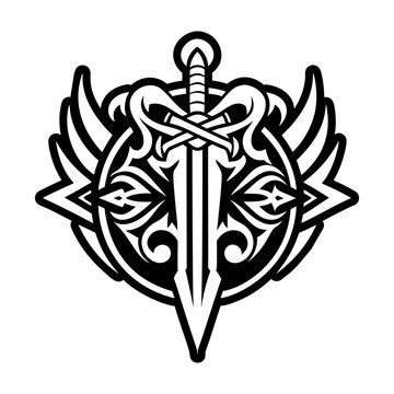 A filled style icon of dagger tattoo