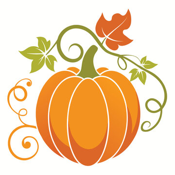 Nature-Inspired Pumpkin Silhouette with Leaf Vines, Autumn Element, Organic Fall Design