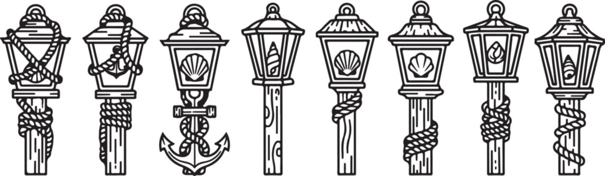 A collection of ornate antique ceramic jugs with intricate patterns and designs Vector