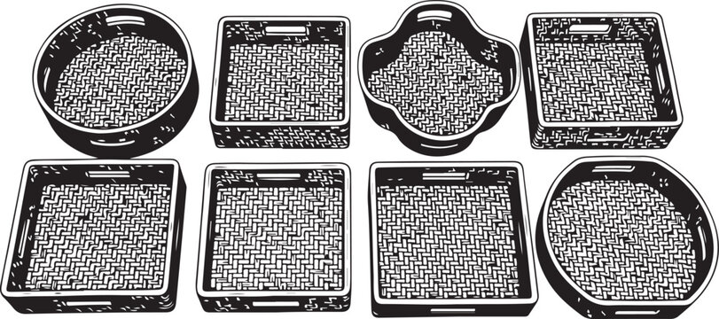 Line art illustrations of various geometric 3d shapes and objects Vector