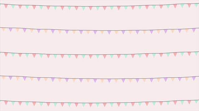 Colorful Pastel Bunting Pennant Garland Minimalist Hand Drawn Doodle Illustration Background for Birthday Party Celebration and Event Decoration