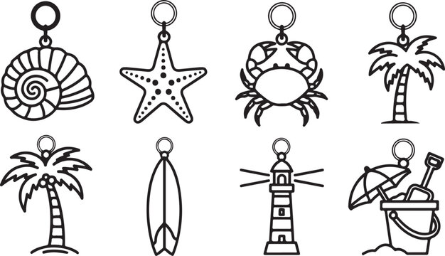 A collection of eight simple and playful line drawings of various objects and animals Vector