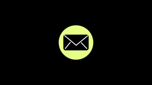 graphic icon animation mail on black background