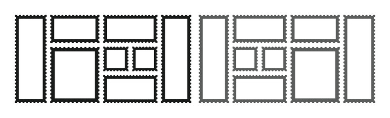 Obraz premium Minimalist rectangular grid layout, two abstract geometric patterns, clean black and white vector design for web UI, graphic design, or modern art projects