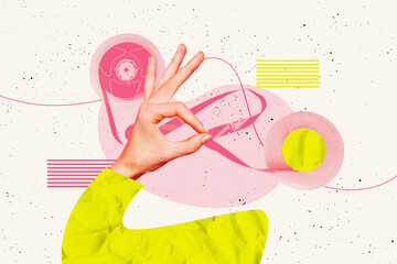 Trend artwork collage template composite sketch of party rest entertainment event nightclub hand...