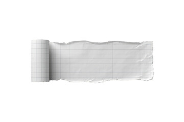 Obraz premium Torn graph paper piece with ruled lines, a curled edge, realistic shadow, and a transparent background