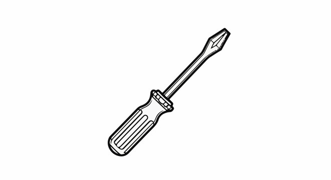 A black and white outline drawing of a flathead screwdriver