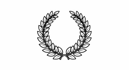 Obraz premium A simple, outlined laurel wreath of leaves on a white background